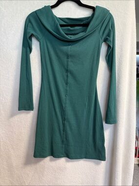 wild fable Teal Green Long Sleeve Button-Front Dress